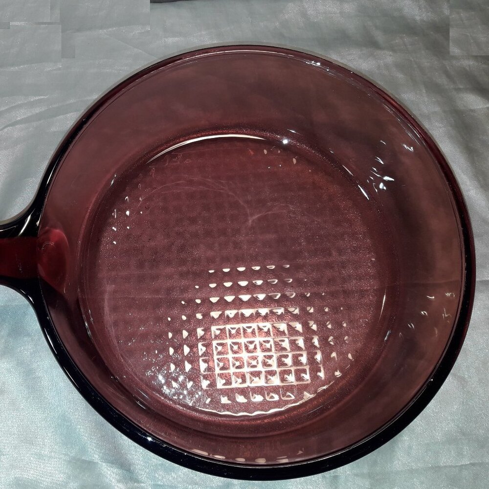 Vintage 90s Cranberry Visions Pyrex Corning Purple 10" All-Glass Skillet Frypan
